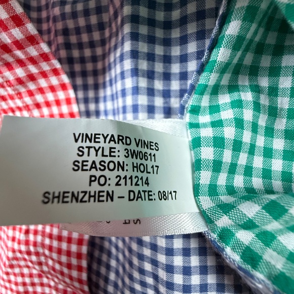 Vineyard Vines Boys 100% Cotton Button Front Whale Shirt, Gingham Colorblock, L - Picture 7 of 13